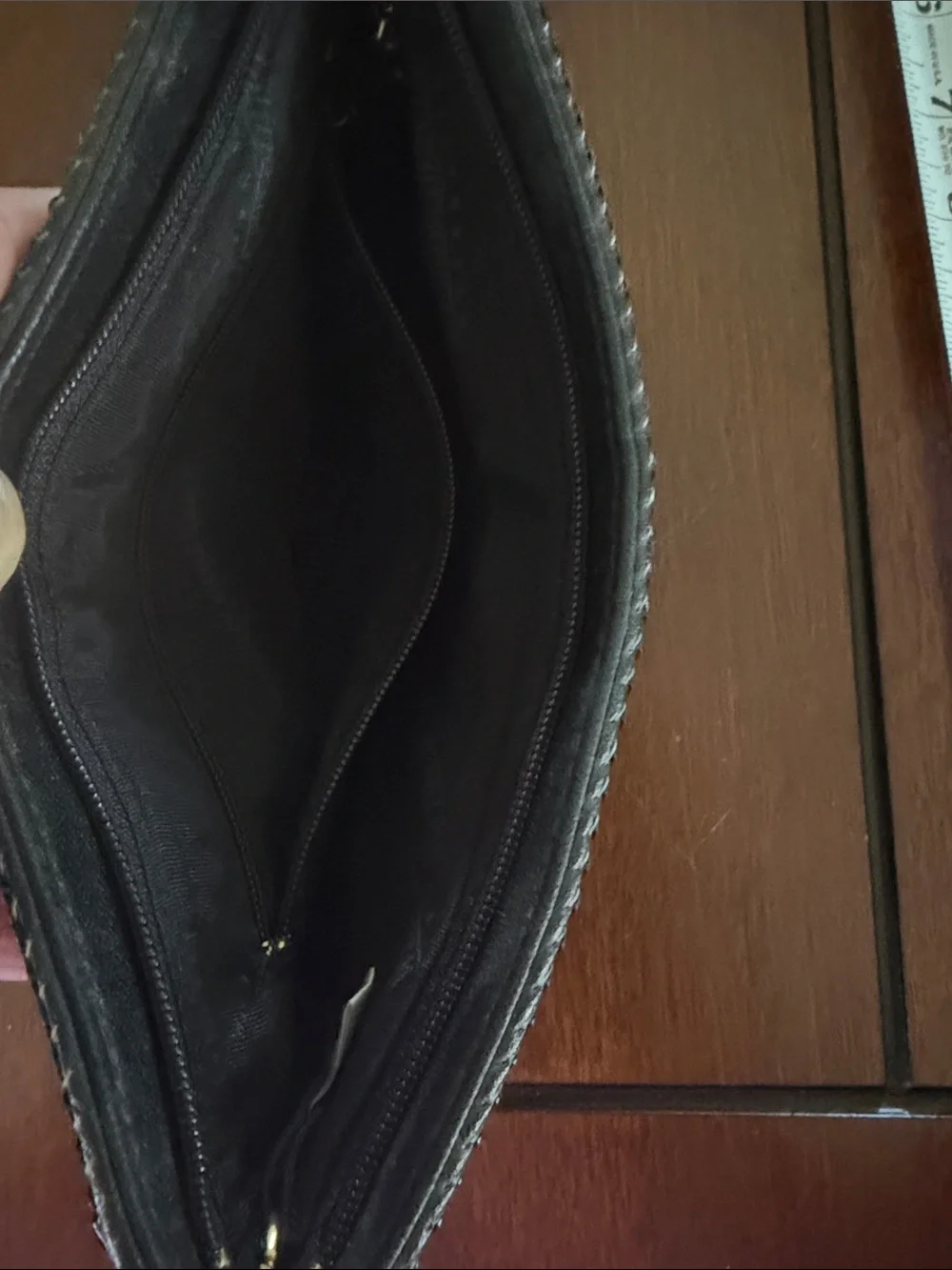 Vintage Whiting & Davis Black Mesh Wristlet Clutch with Gold Tag